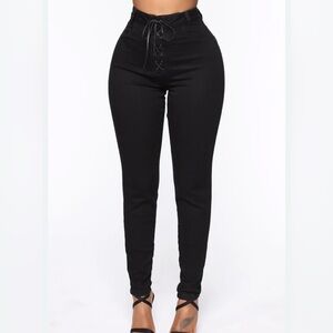 Fashion Nova Jackie Lace Up Skinny Jeans
